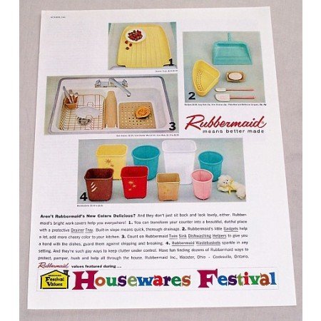 1960 Rubbermaid Household Products Color Print Ad