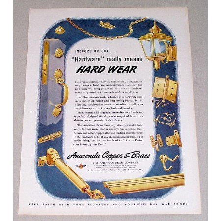 1945 Anaconda Copper Brass Home Hardware Color Print Ad