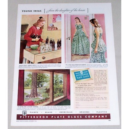 1948 Pittsburgh Plate Glass Co. Windows Mirrors Color Print Ad