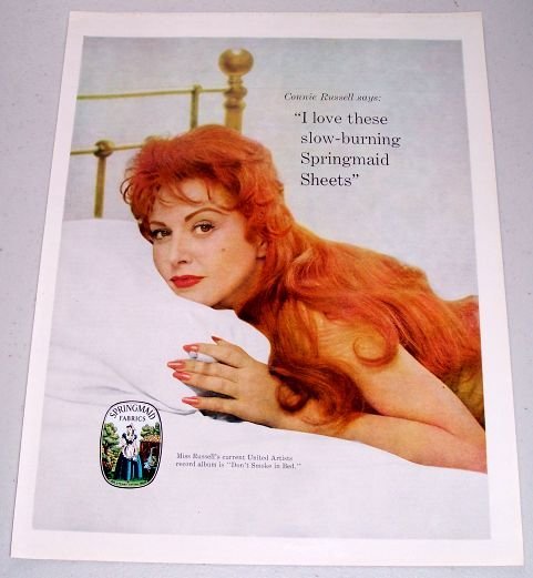 1960 Springmaid Fabrics Color Print Ad Celebrity Connie Russell