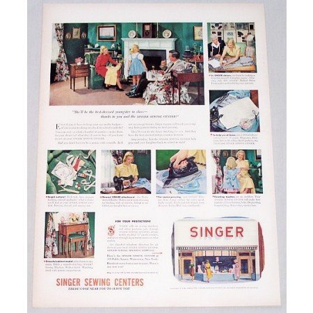 1948 Singer Sewing Centers Color Print Ad Best Dressed
