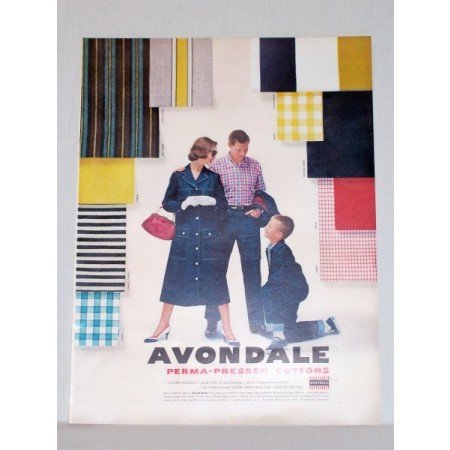 1957 Avondale Perma Pressed Cottons Vintage Print Color Ad