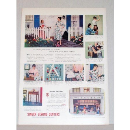 1948 Singer Sewing Centers Vintage Print Color Ad