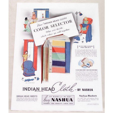 1938 Indian Head Cloth Fabric Color Print Ad