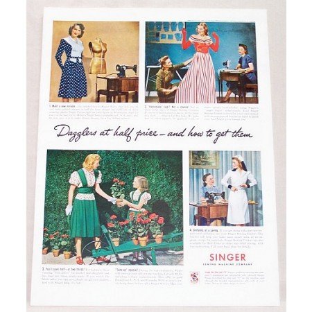 1942 Singer Sewing Center Color Print Ad Dazzlers At Half Price