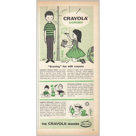 1959 Crayola Corner Vintage Print Ad - Growing Fun With Crayons