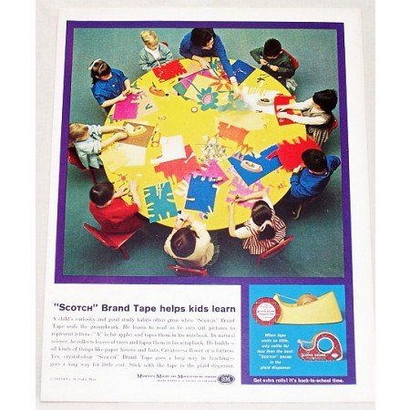 1961 Scotch Brand Transparent Tape Color Print Ad