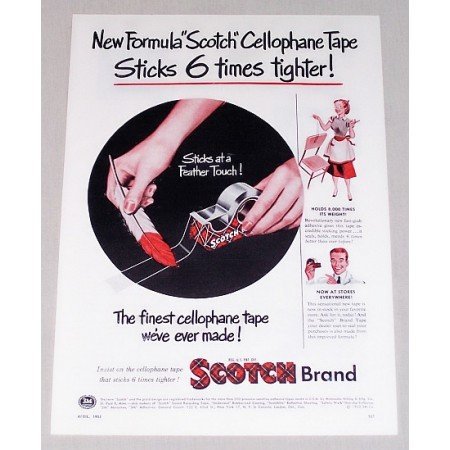 1953 Scotch Brand Cellophane Tape Color Print Ad