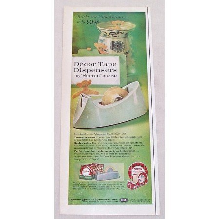 1961 Scotch Brand Decor Tape Dispensers Color Print Ad
