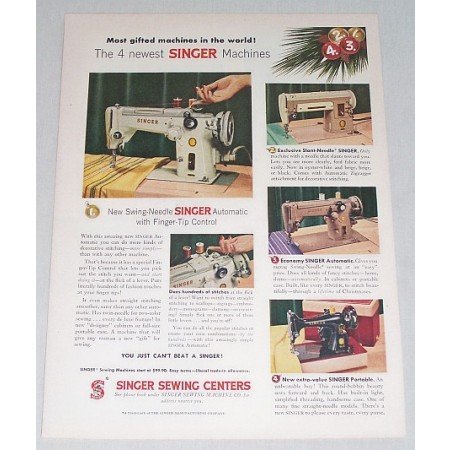 1956 Singer Sewing Centers Color Print Ad - Swing Needle Singer