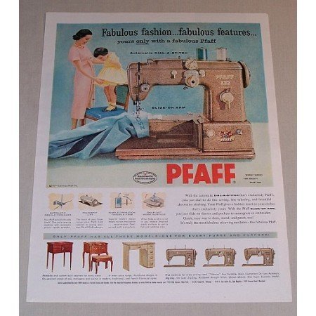 1957 Pfaff 332 Automatic Sewing Machine Color Print Ad