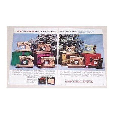 1961 Singer Sewing Machines 2 Page Color Vintage Print Ad