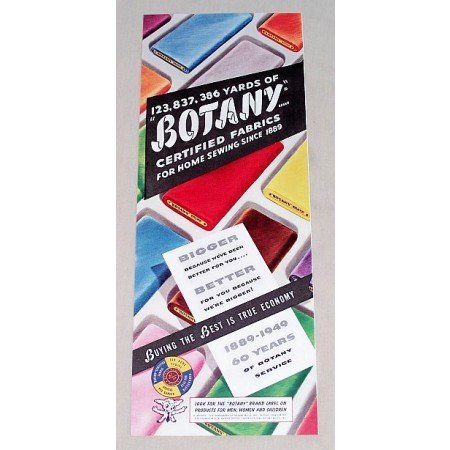 1949 Botany Certified Fabrics Color Print Ad