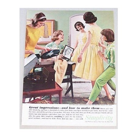 1963 Simplicity Patterns Vintage Color Print Ad - Sewing Bee 63 Style