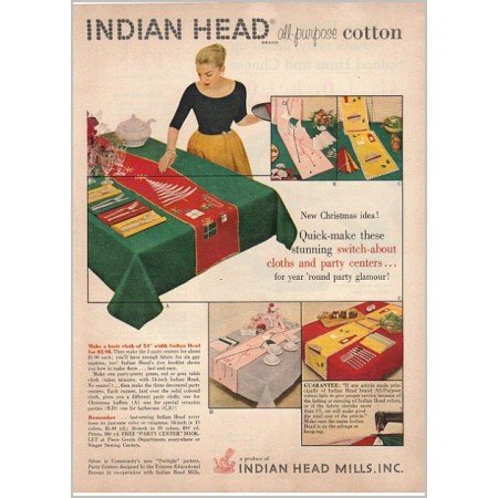 1955 Indian Head All-Purpose Cotton Color Fabric Print Ad