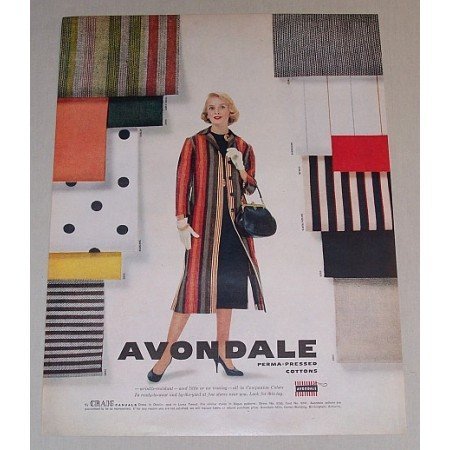 1958 Avondale Perma-Pressed Cottons Color Vintage Print Ad