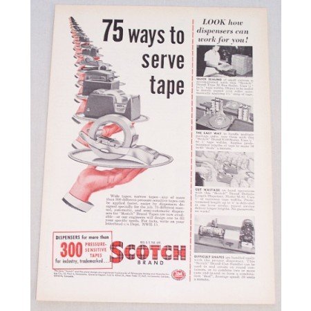 1955 Scotch Brand Tape Color Print Ad - 75 Ways To Serve