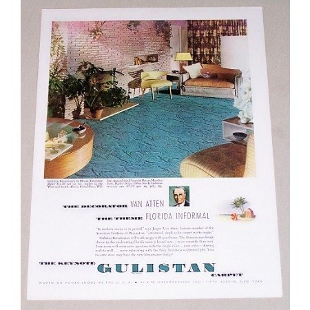1948 Gulistan Renaissance Ocean Turquoise Carpet Color Print Ad