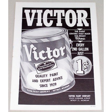 1961 Victor Quality Paint Vintage Print Ad Made The Penny Famous