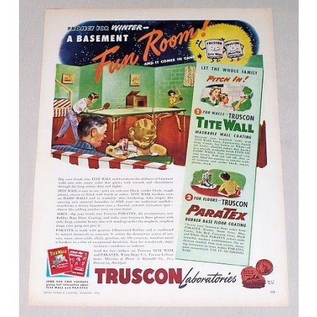 1946 Truscon Tite Wall Brick Block Paint Color Print Art Ad
