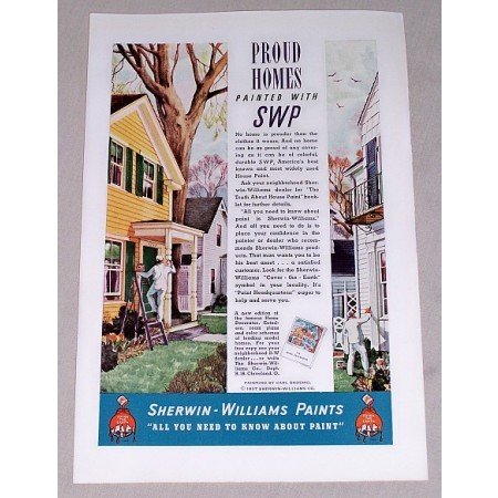 1937 Sherwin Williams Paints Color Print Ad - Proud Homes