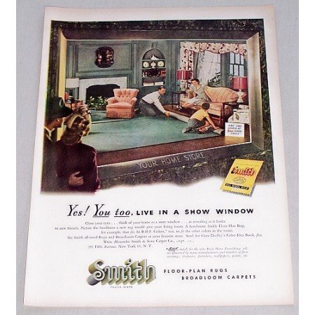 1947 Smith Rugs Carpets Color Print Art Ad - Your Home Store
