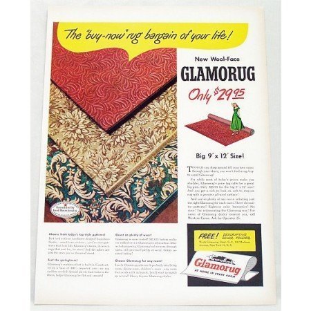 1948 Wool Face Glamorug Woven Rugs Color Print Ad
