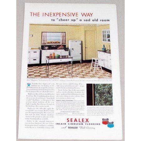 1934 Sealex Inlaid Linoleum Flooring Vintage Color Print Ad