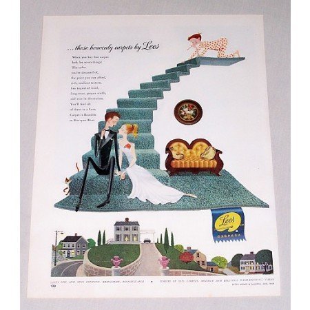 1949 Lees Carpets Color Print Art Ad - Those Heavenly Carpets
