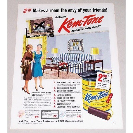 1945 Kem-Tone Avalon Blue Wall Paint Color Print Ad