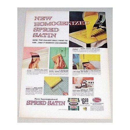 1963 Glidden Homogenized Spred Satin Paint Color Print Ad