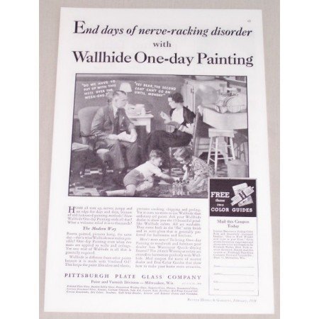 1934 Pittsburgh Plate Glass Co. Vintage Print Ad - One Day Painting