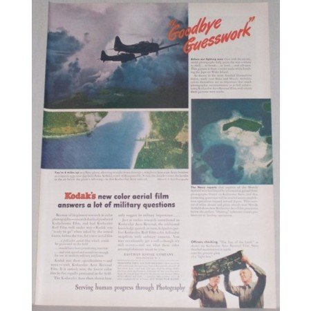 1944 Kodak Aerial Film Wartime Color Print Ad - Goodbye Guesswork