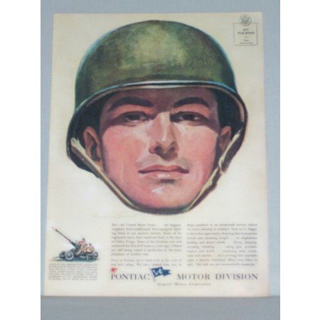 1944 Pontiac Motor Division Wartime Crandell Art Color Print Ad
