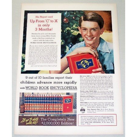 1948 World Book Encyclopedia Color Print Ad Up From C To A