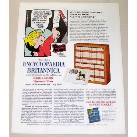 1966 Encyclopedia Britanica Dennis The Menace Color Print Ad