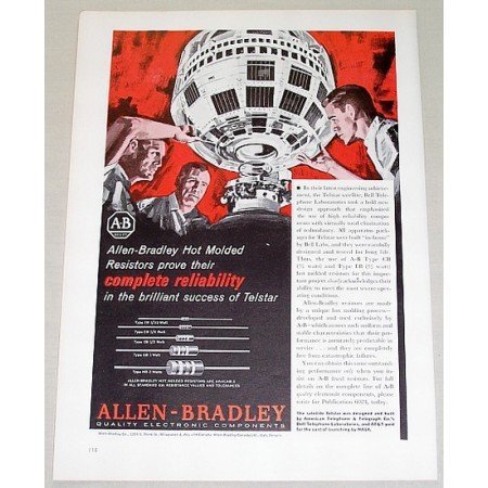 1962 Allen Bradley Electronic Components Color Print Art Ad