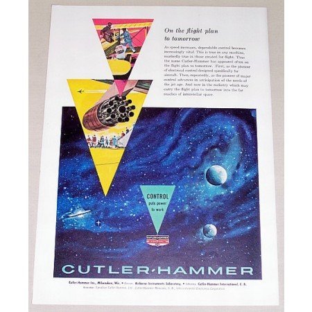 1959 Cutler Hammer Electrical Control Outer Space Art Color Print Ad