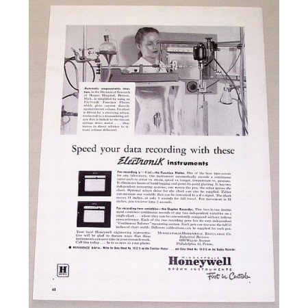 1953 Honeywell Electronik Funtion Plotter Vintage Print Ad