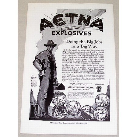 1919 Aetna Explosives Vintage Print Ad Doing Big Jobs In A Big Way