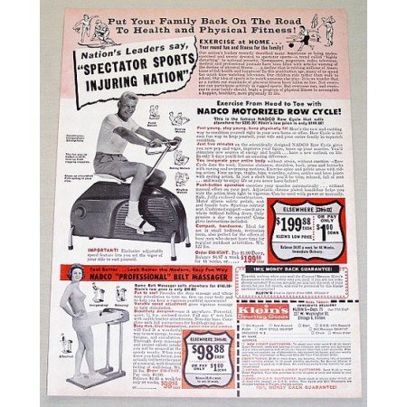 1962 Nadco Motorized Fitness Row Cycle Vintage Print Ad