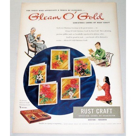 1948 Gleam O Gold Rust Craft Greeting Cards Color Print Ad