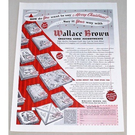 1949 Wallace Brown Greeting Cards Color Print Ad