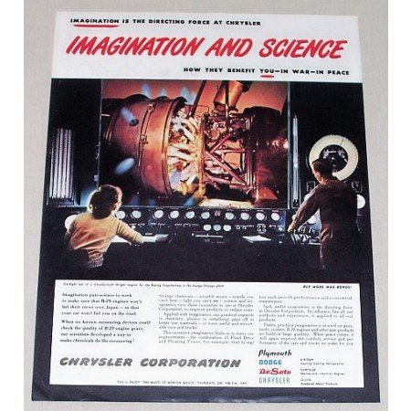 1945 Chrysler Corporation Color Print Ad Wright Engine