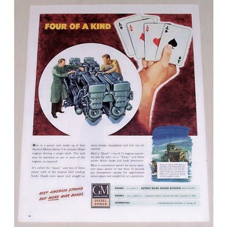 1945 GM Diesel Series 71 6-Cylinder Diesel Engine Color Print Ad