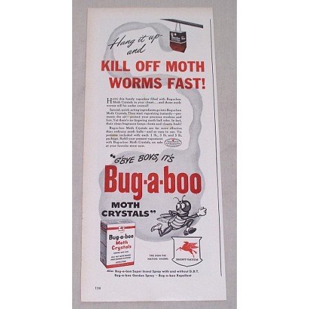 1946 Socony Vacuum Bug-A-Boo Moth Crystals Vintage Print Ad