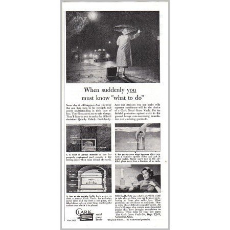 1957 Clark Metal Grave Vault Vintage Print Ad