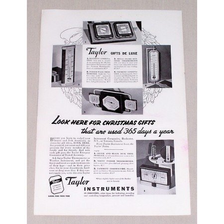 1936 Taylor Temperture Gauge Instruments Vintage Print Ad