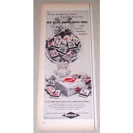 1956 Deluxe DIAMOND Match Books Matchbooks Color Print Ad