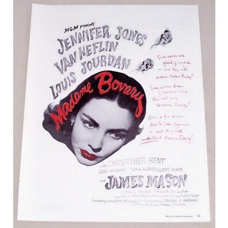 1949 Vintage Movie Ad Madame Celebrity Bovary Jones Heflin Jourdan